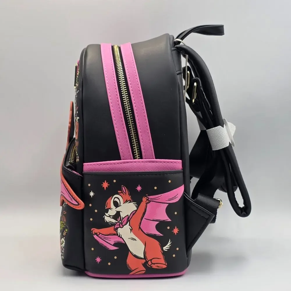 Loungefly Disney Chip & Dale Bat Pumpkin Halloween Floral Mini Backpack New
